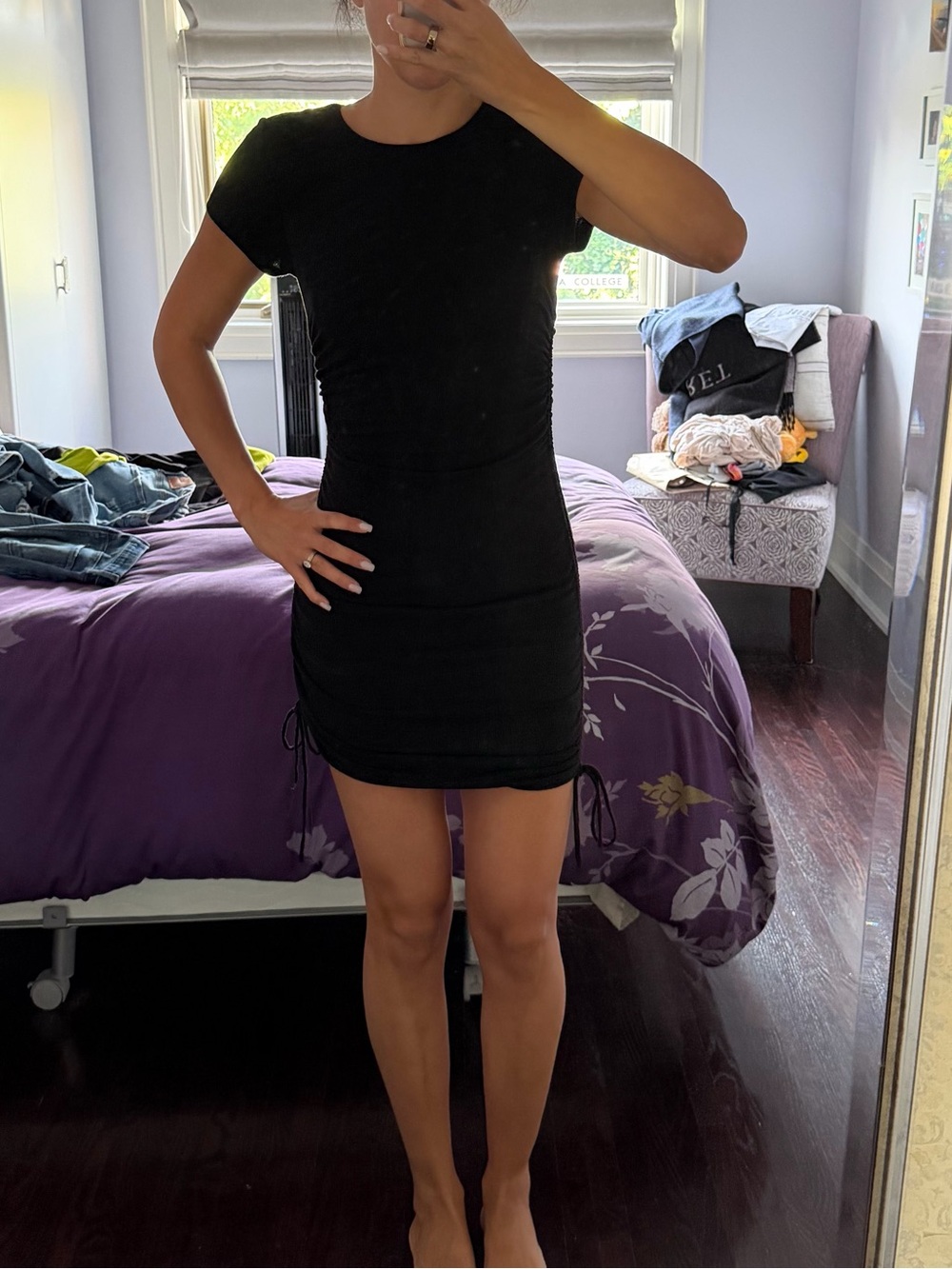 White Fox - Black Short Sleeve Bodycon Dress
